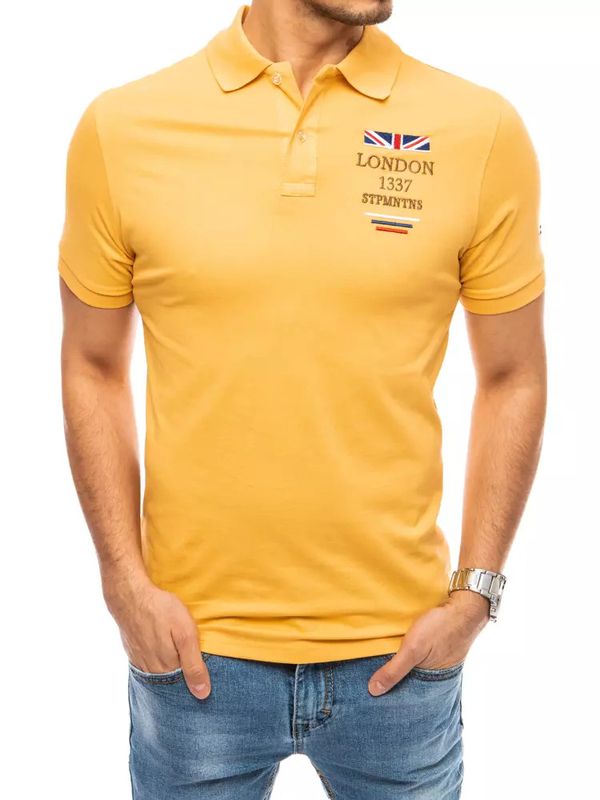 DStreet Żółta koszulka polo z haftem Dstreet PX0435