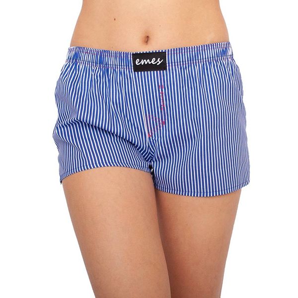 emes Emes blue-and-white shorts with stripes