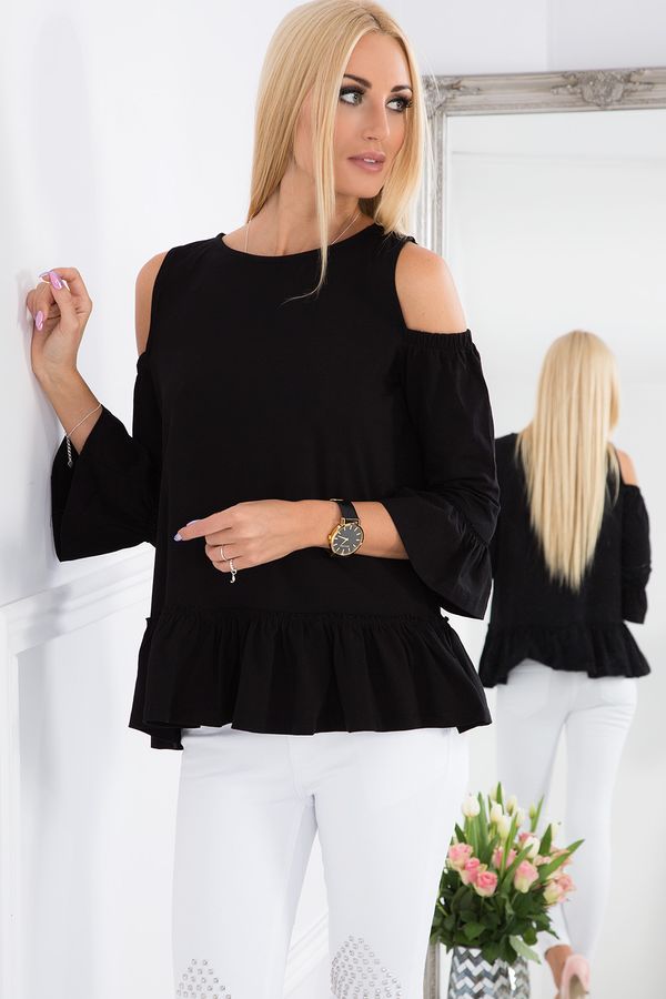 FASARDI Black blouse with exposed shoulders