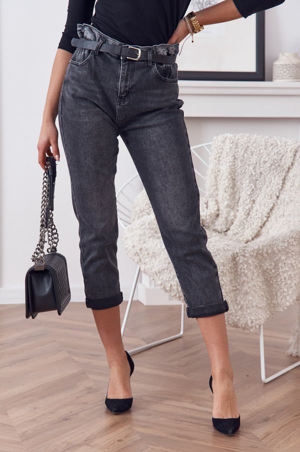 FASARDI Black mom jeans with belt