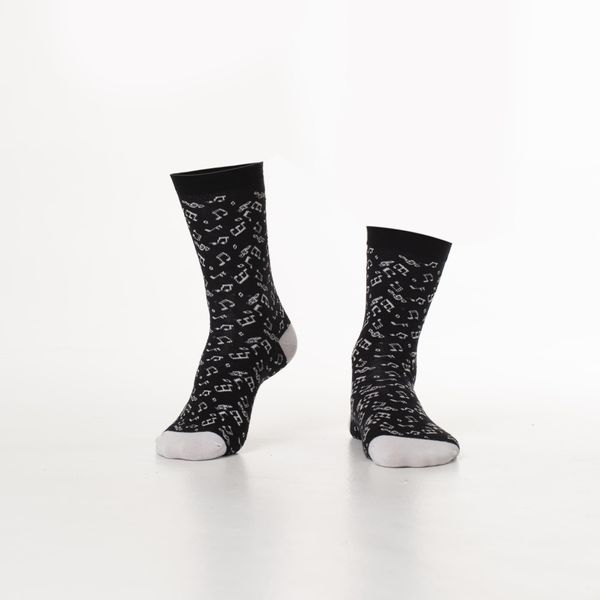 FASARDI Black women's socks with sheet music