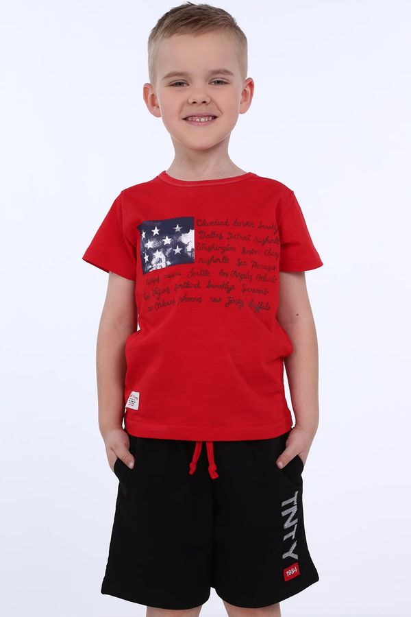 FASARDI Boy's red T-shirt with inscriptions