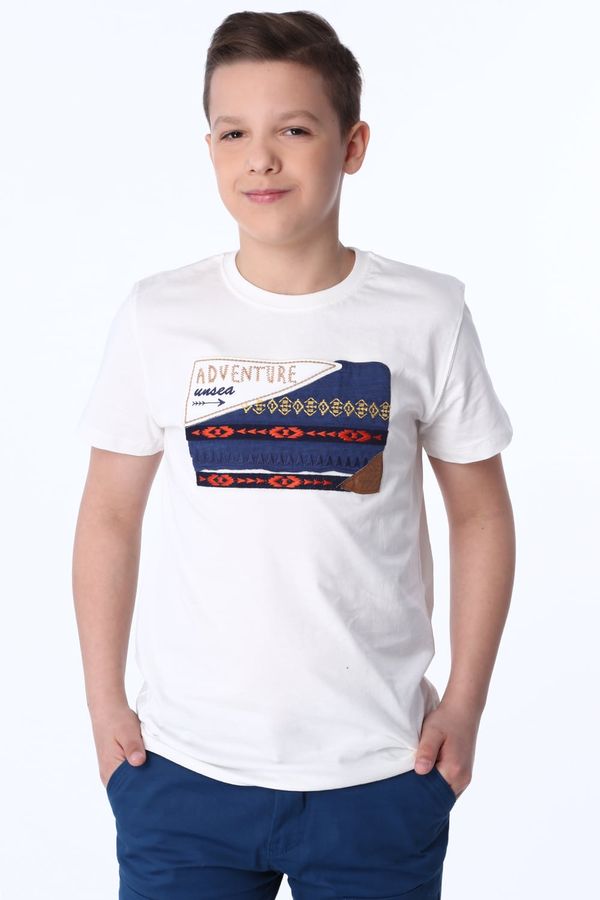 FASARDI Boys' T-shirt with embroidered cream application