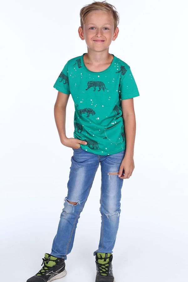 FASARDI Boys' T-shirt with green tiger print