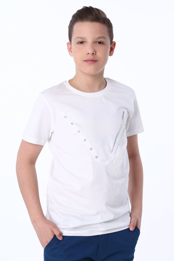 FASARDI Chlapecké bílé tričko s našitou aplikací