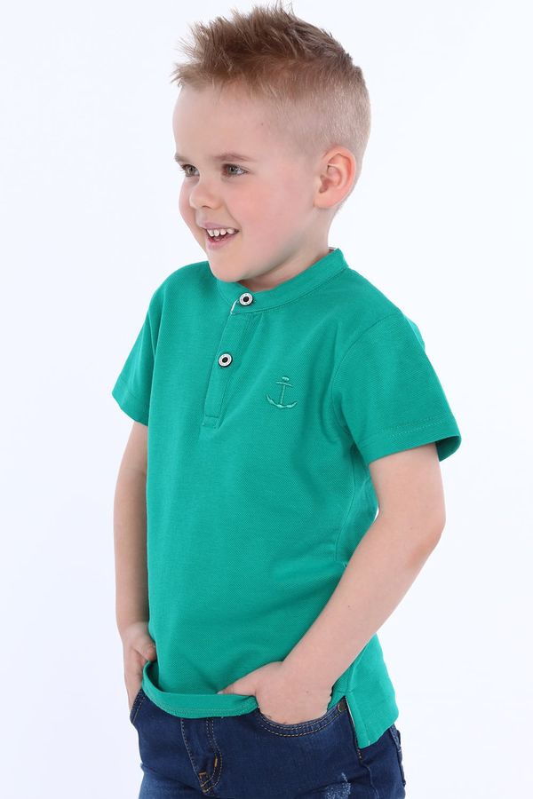 FASARDI Chlapecké zelené tričko s knoflíky