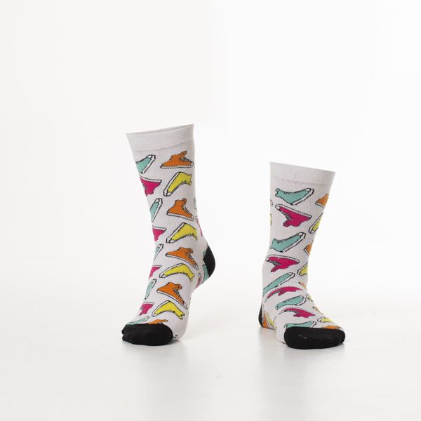 FASARDI Dámské bílé ponožky s barevnými botami