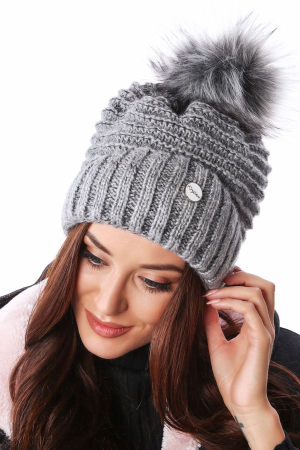 FASARDI Dark gray winter cap with edging