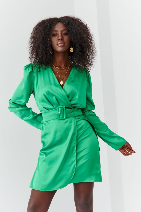 FASARDI Discreet green dress with clutch neckline