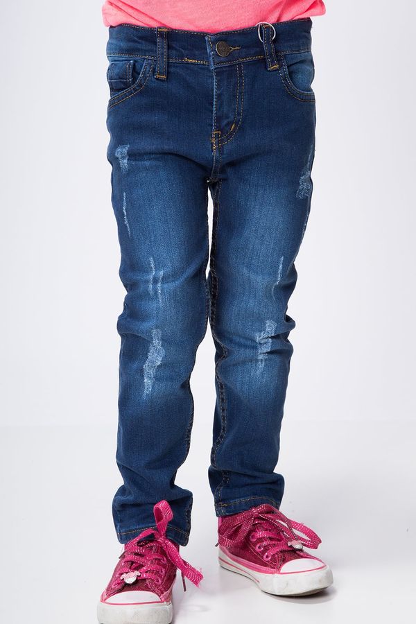 FASARDI Dívčí džínové kalhoty s lehkými oděrkami