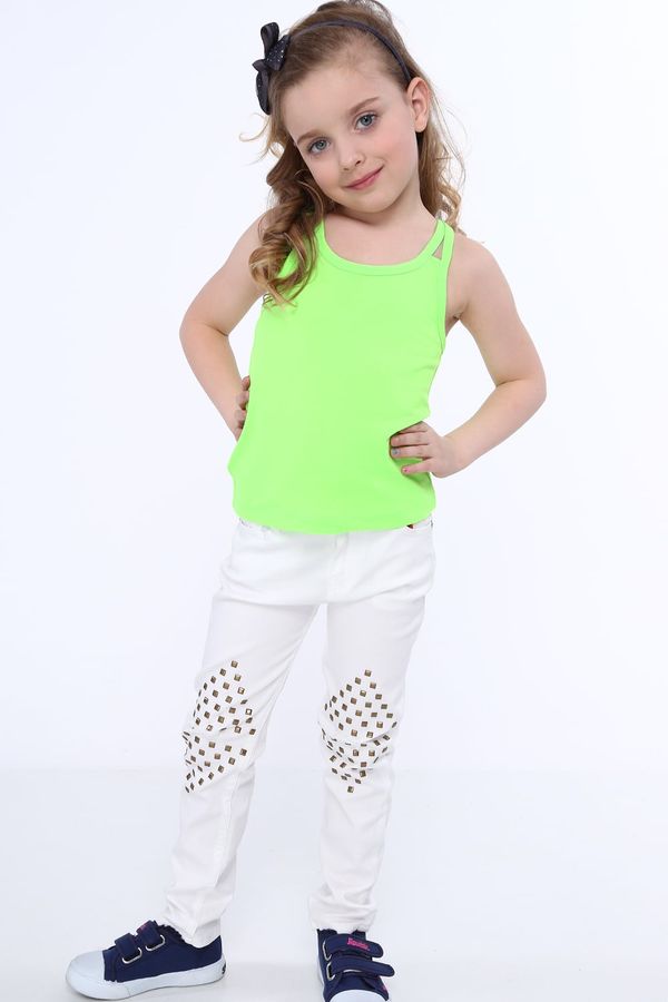 FASARDI Dívčí tričko s dvojitými ramínky, fluo zelená