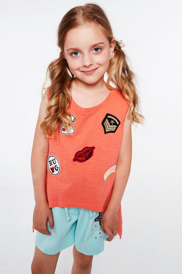 FASARDI Dívčí tričko s korálovými nášivkami