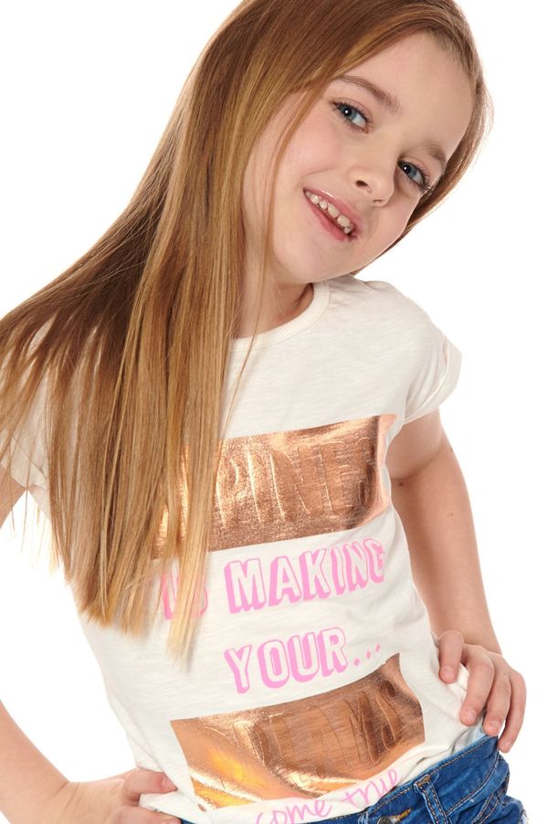 FASARDI Dívčí tričko s krémovými nápisy