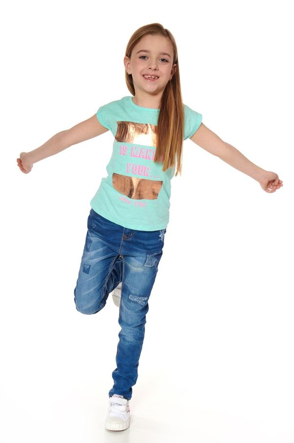 FASARDI Dívčí tričko s mintovými nápisy