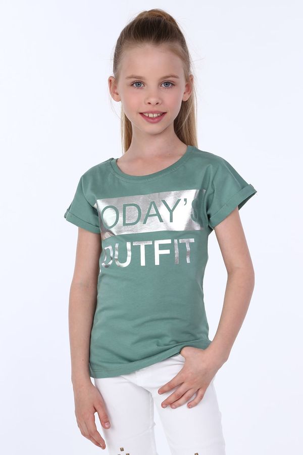 FASARDI Dívčí zelené tričko s nápisy