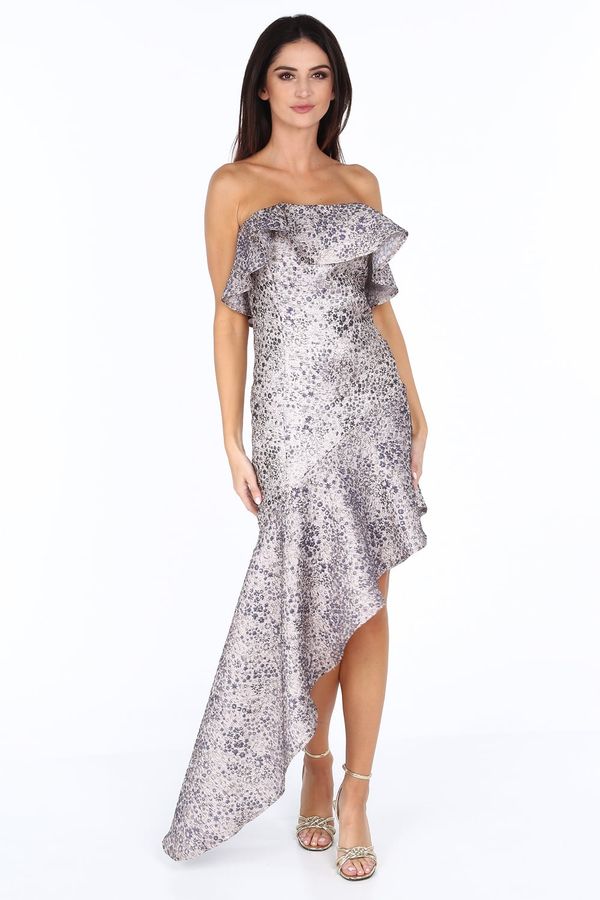 FASARDI Dress with asymmetrical hem, dark blue / silver