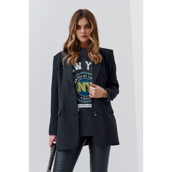 FASARDI Elegant oversize women's black jacket