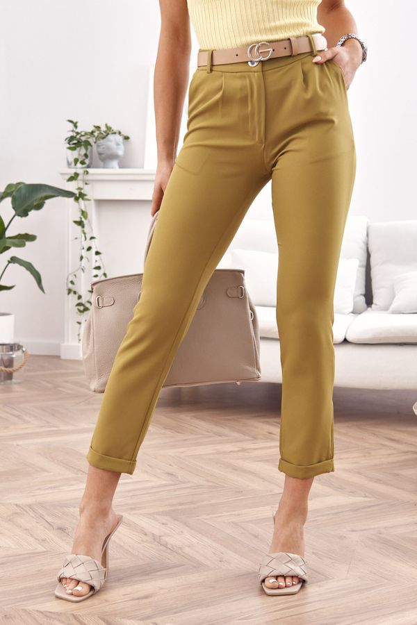 FASARDI Elegant women's trousers with olive cuff