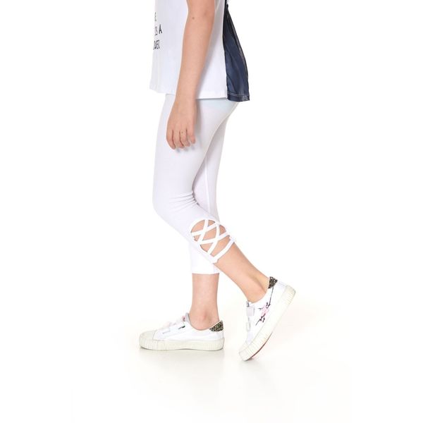 FASARDI Girls' 3/4 white leggings