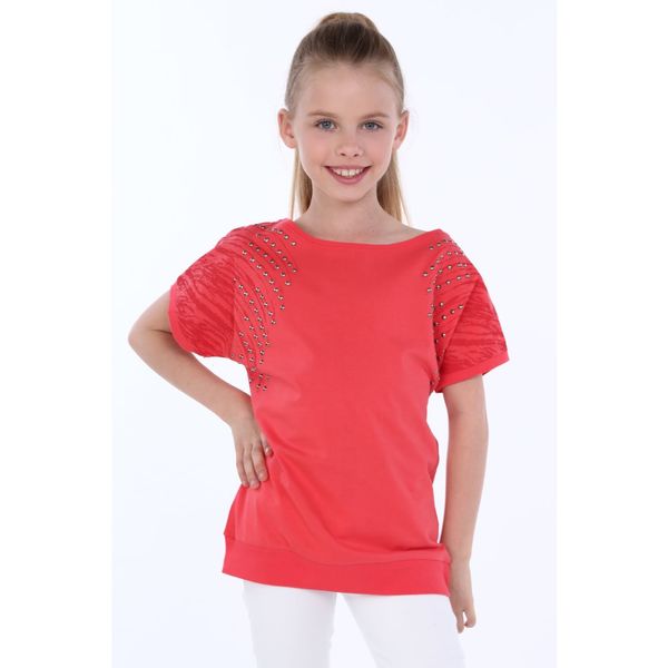 FASARDI Girls' blouse with round coral studs