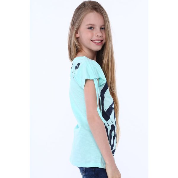 FASARDI Girls' blouse with short sleeves and the inscription mint