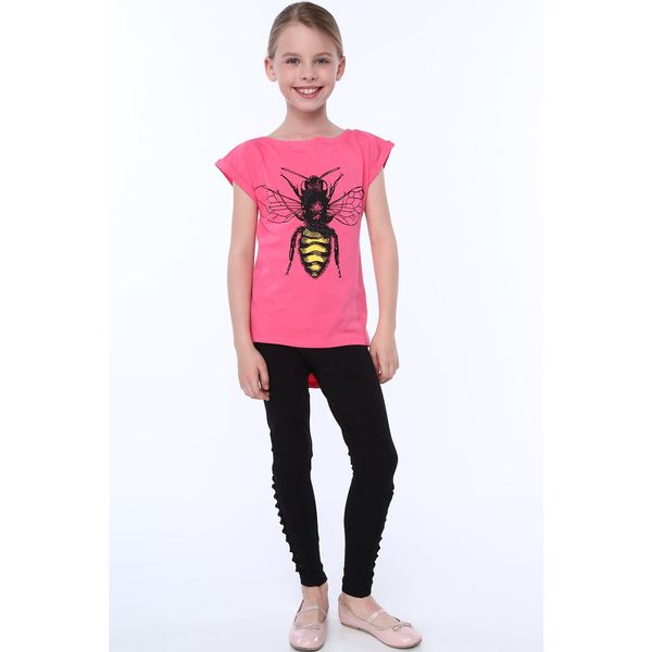 FASARDI Girls' T-shirt with a bee amaranth