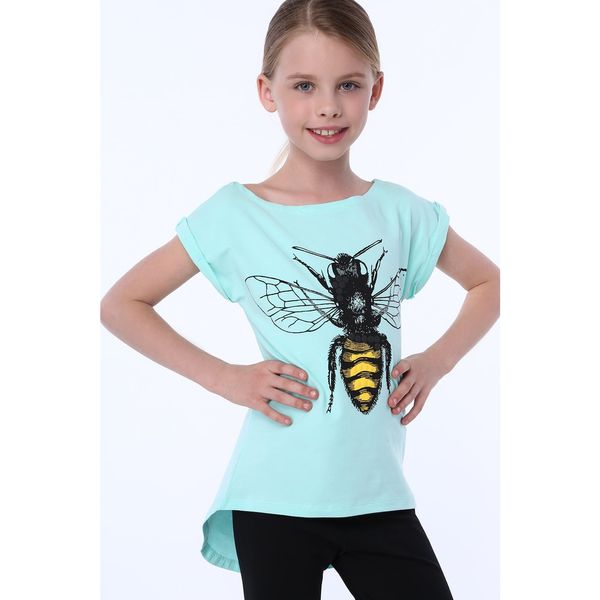 FASARDI Girls' T-shirt with a bee mint