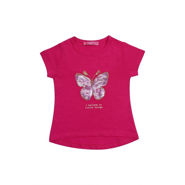 FASARDI Girls' T-shirt with a magenta butterfly