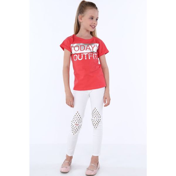 FASARDI Girls' t-shirt with coral inscriptions
