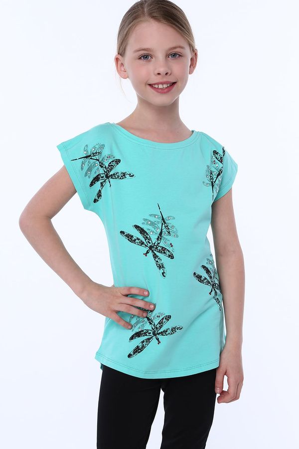 FASARDI Girl's T-shirt with mint dragonfly