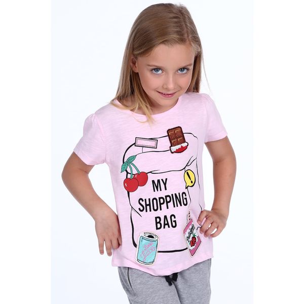 FASARDI Girls' T-shirt with patches in light pink color