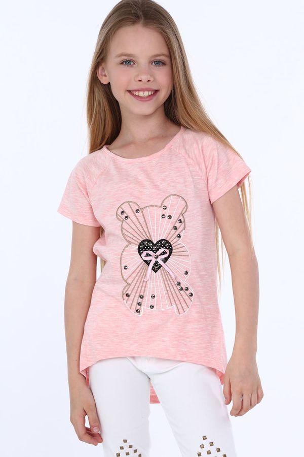 FASARDI Girl's T-shirt with pink teddy bear