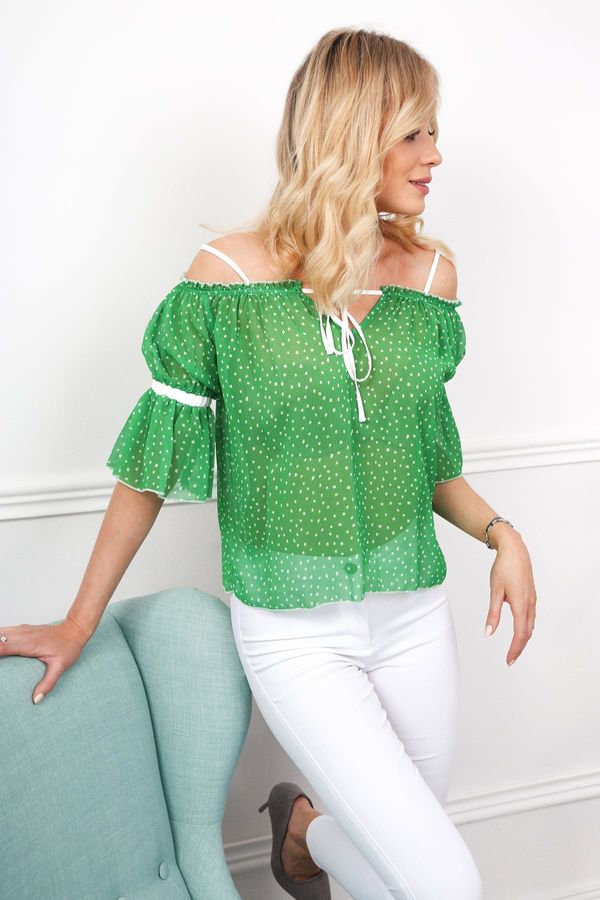 FASARDI Green blouse with exposed shoulders