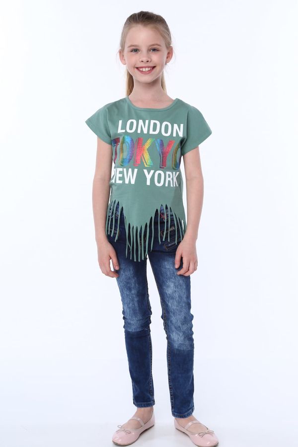 FASARDI Green T-shirt with fringe