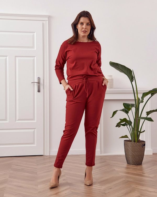 FASARDI Jumpsuit with bow on the back Plus Size burgundy