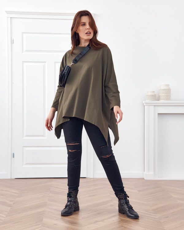 FASARDI Khaki tunic with longer sides