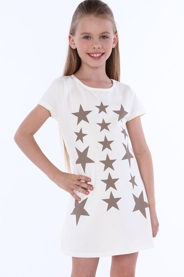 FASARDI Krémové dívčí šaty s hvězdami