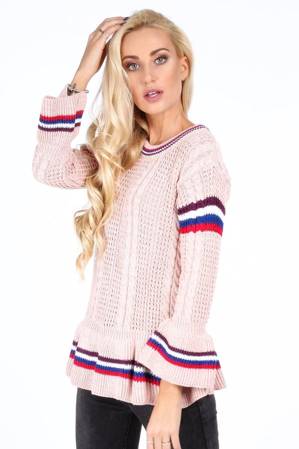 FASARDI Light pink sweater with frill