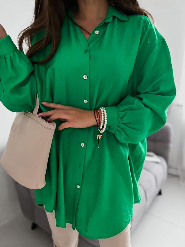 FASARDI Oversize Women's Green Long Sleeve Shirt SF17
