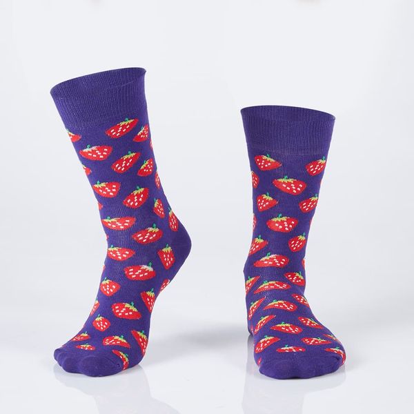 FASARDI Pánské fialové ponožky s jahodami