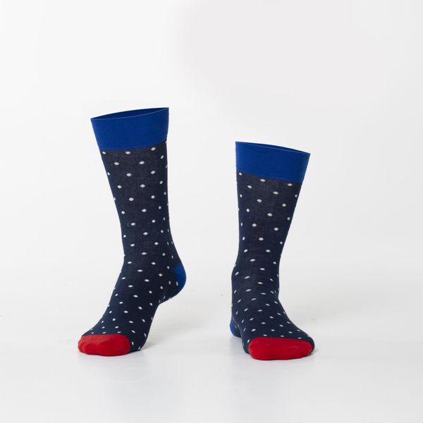 FASARDI Pánské tmavě modré puntíkované ponožky