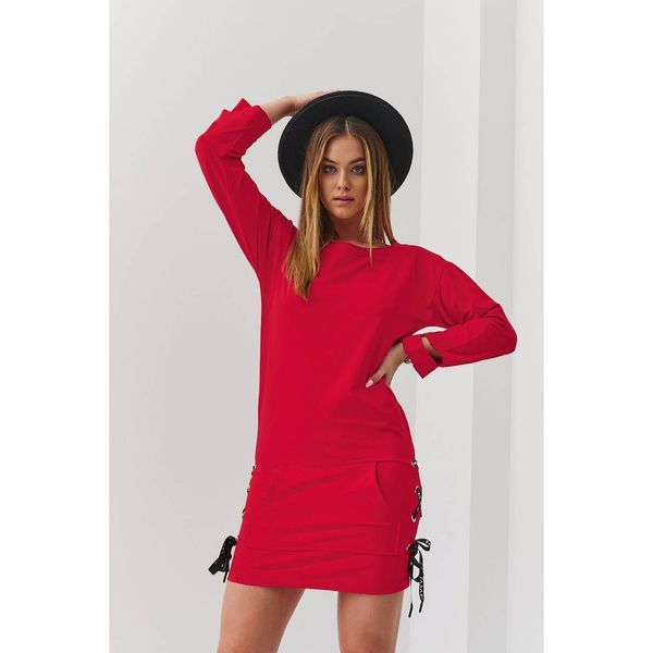 FASARDI Plain sweatshirt dress with a red binding