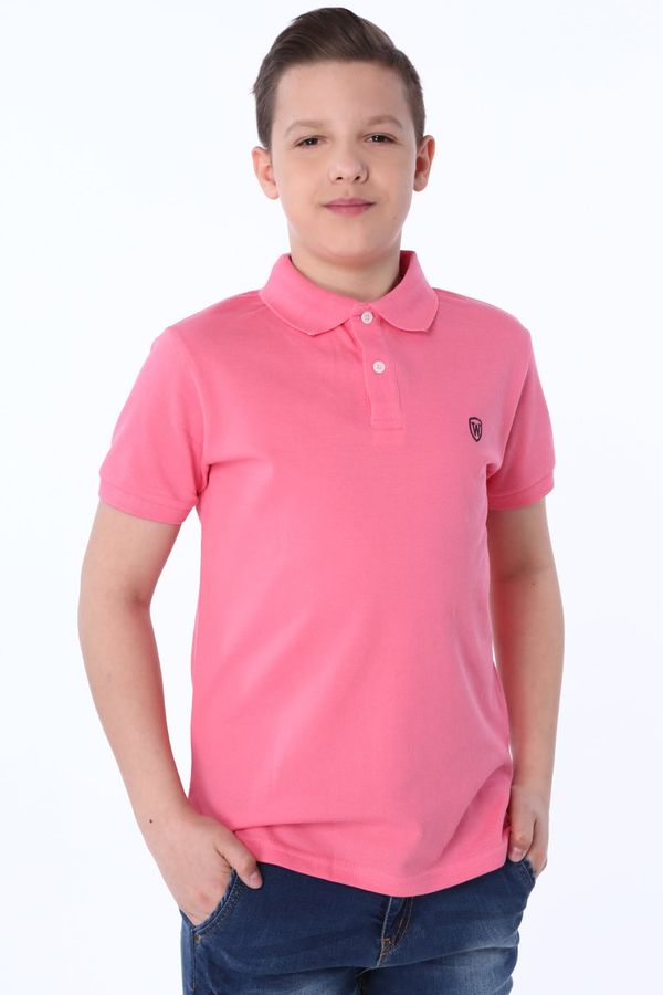 FASARDI Polo shirt with pink badge