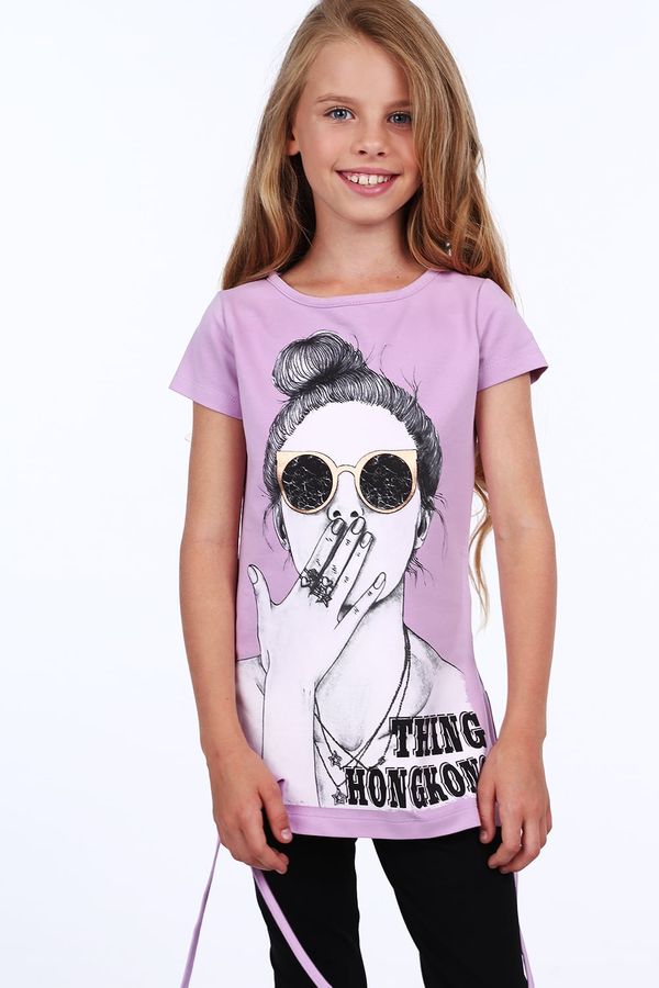 FASARDI Purple girl's blouse with print