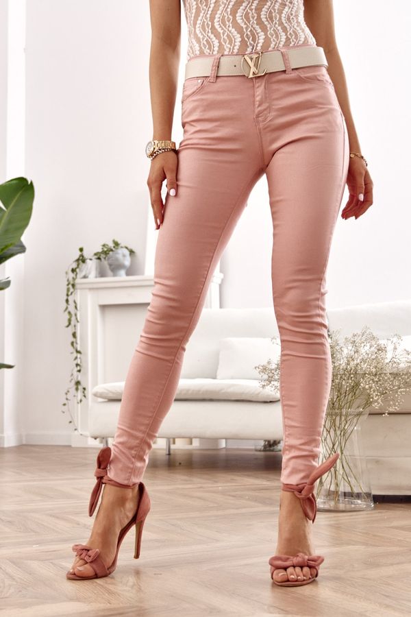 FASARDI Push up džínové džíny špinavě růžové