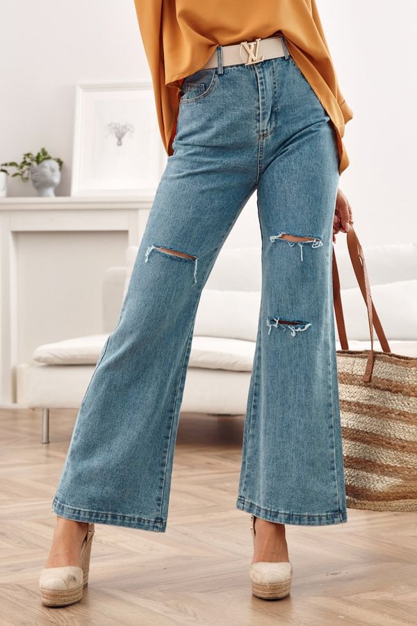 FASARDI Široké džínové kalhoty s vysokým pasem