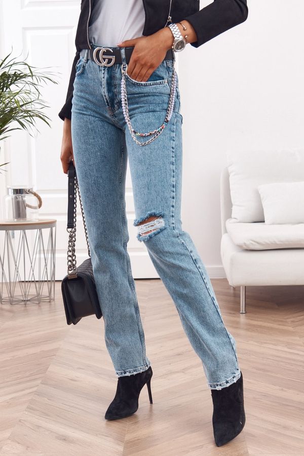 FASARDI Straight jeans with chain