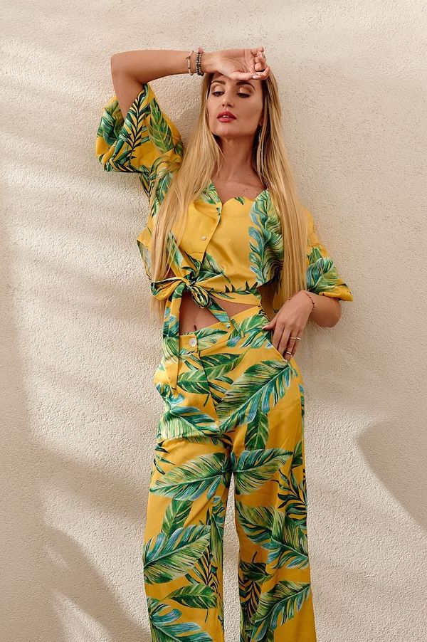 FASARDI Summer set of yellow blouse and trousers