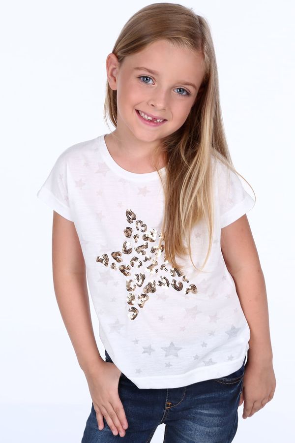 FASARDI T-shirt with sequined star cream