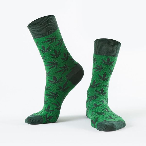 FASARDI Tmavě zelené dámské ponožky s listy